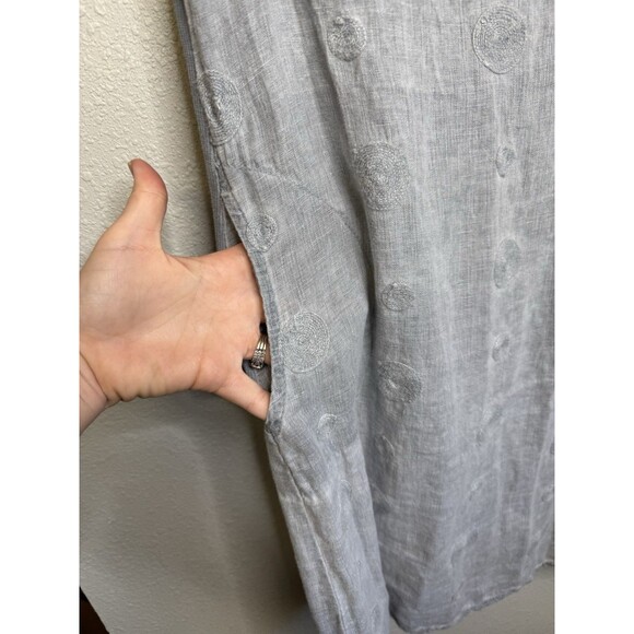 Blue Orchid Mini Dress Women Size M Blue 100% Linen Sleeveless Casual Italy - Picture 3 of 5